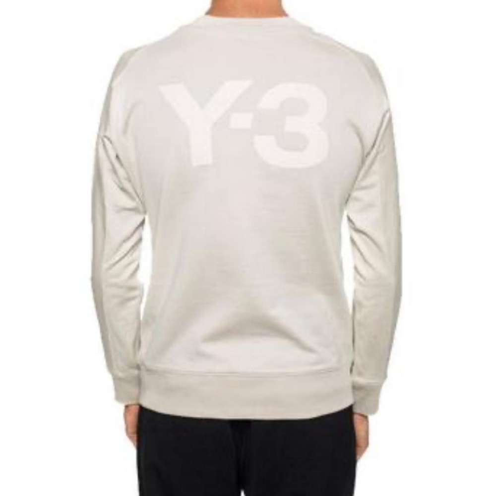Y-3 Adidas Men’s Classic Crew Sweater Size S Cream Logo  Cotton Casual